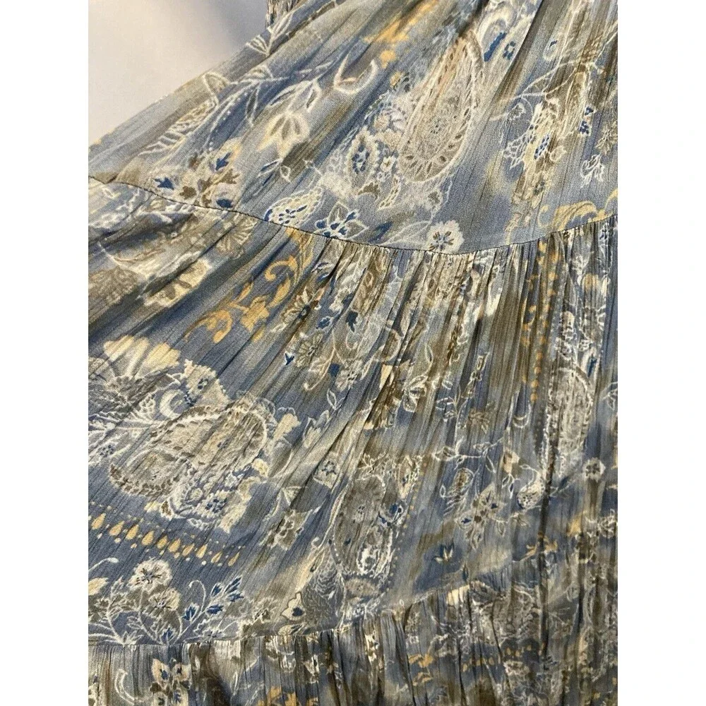 Maxi Skirt Set 3 Piece Womens L Top Blouse Cardigan Vest Skirt Floral Paisley
